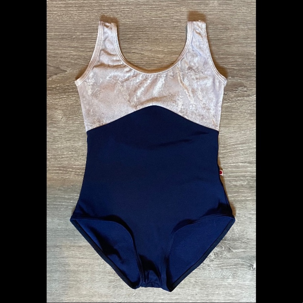 SOLD!!! Yumiko Leotard - Silver Velvet and Navy blue, Anna Women’s S